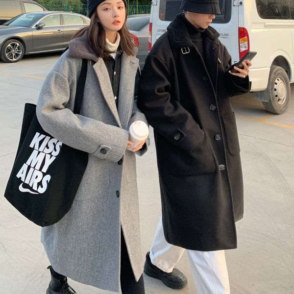 

male coat 2021 autumn new thin lovers thicken medium coats and long leisure young men wear wy0n, Tan;black