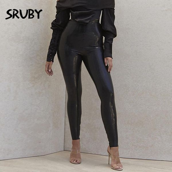 

sruby pu leather pants women zipper fashion bodycon high waist long trousers black pants streetwear fall clothing1, Black;white