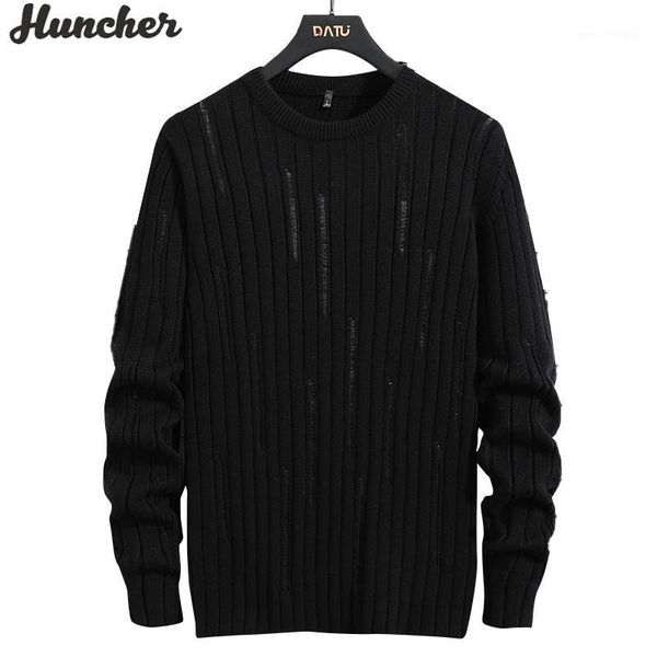 

men's sweaters huncher mens knitted sweater male 2021 winter cotton solid plain pullover jumper men korean style black for men1, White;black