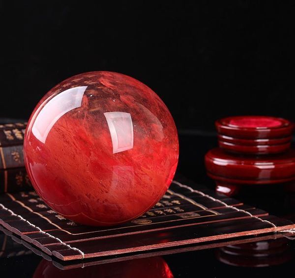 

48--55 mm red crystal ball red smelting stone crystal ball sphere crystal healing crafts home doco wmtmiu bdesybag