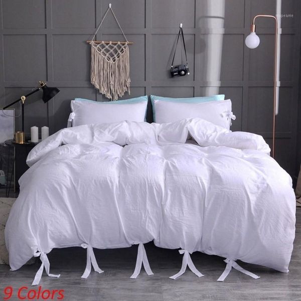 

bedding sets 9 colors lacing solid faux washed cotton soft duvet cover with pillowcase set 4 size single twin  king bedding1