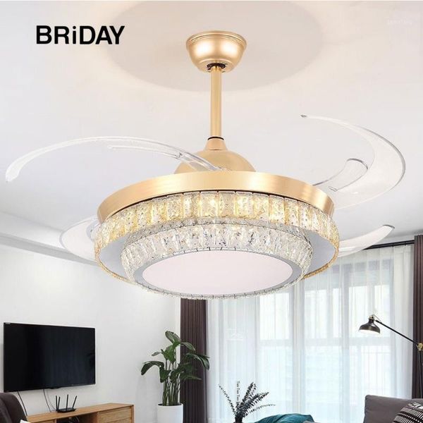 

42 inch ceiling fan crystal with lights remote control dc frequance ventilator lamp reversible home fixture silent motor cieling1