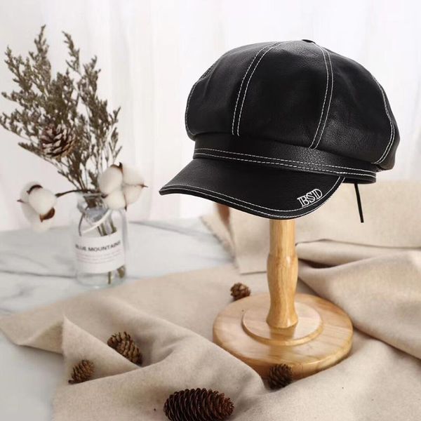 

octagonal hat male literary retro hat autumn and winter japanese painter female beret1, Blue;gray