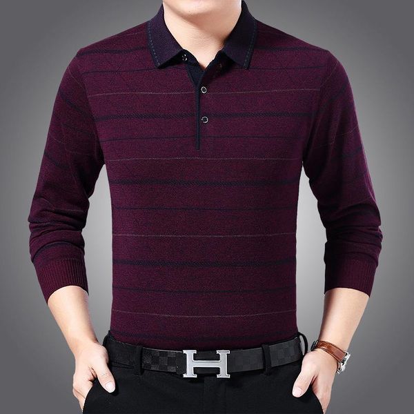 

men's sweaters man sweater t shirts casual striped buttons jumper male turn-down collar wool knit clothing pullovers long sleeved, White;black