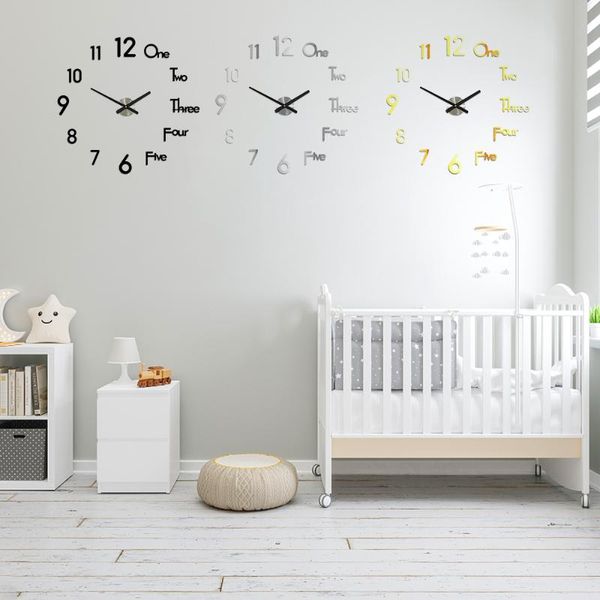 

3d wall clock diy sticker frameless decorative clocks watch large wall clock kit for living room bedroom office home decor