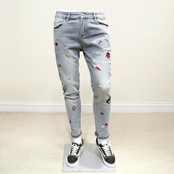 

k10309 fashion men's jeans 2020 runway luxury european design party style men's clothing, Blue