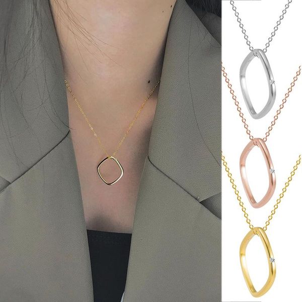 

fashion square design ring necklace accessories sterling silver pendant for wife girlfriend valentine's day aniversry fo