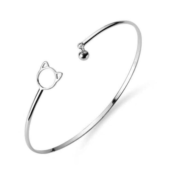 

creative small bell cute cat animal silver color bracelet charming women's party bracelet simple style female jewelry, Golden;silver