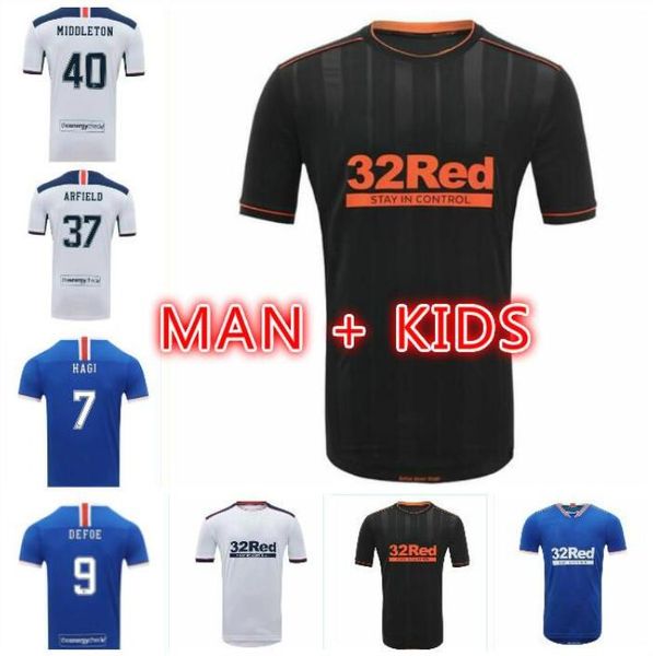 

2020 2021 glasgow rangers fc soccer jerseys special version football shirts defoe morelos kent aribo kit men kids uniform, Black;yellow