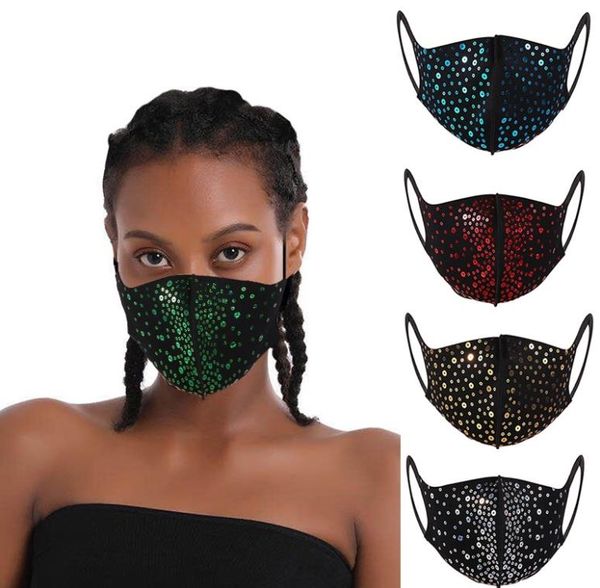 Yüz Maske Glitter Pulin Kapsayan Işıltılı Yıkanabilir Yeniden Kullanılabilir Bling Yüzü Kaplar Lüks Yumuşak Pamuk