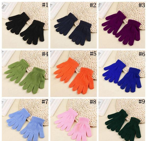 

solid color winter gloves knitted warm full finger mittens children candy color gloves cute student glove 9 colors jllctk dayupshop, Blue;gray