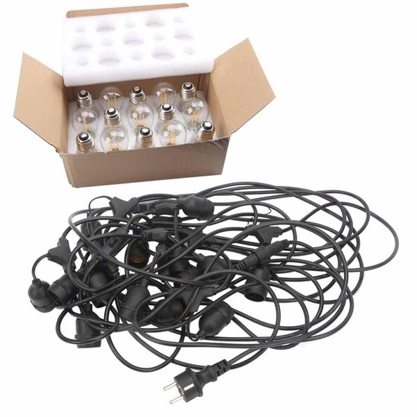 

10m 15m водить гирлянды s14 водить ретро нить лампы глобуса открытой улица сад внутреннего дворик отдых освещение кпт bbytoc xmh_home