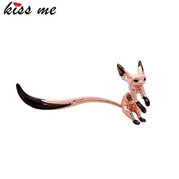 

kissme односторонний симпатичные маленькие фокс падение серьги для женщин подарочные черный эмаль brass животных гипербола tail серьги ювели, Golden