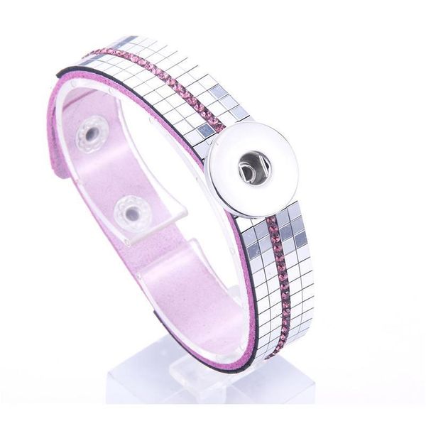 

21 cm new snap jewelry leather bracelets crystal leather snap bracelet fit 18mm snap buttons jewelry for women buttons bbyzog, Golden;silver