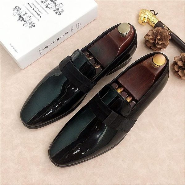 

genuine leather fashion lazy shoes full grain leather formal leisure loafers hombre, Black