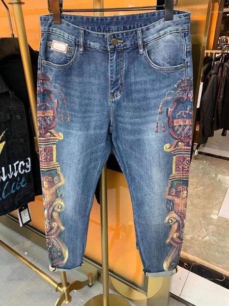 

vk0160 fashion men's jeans 2021 runway luxury european design party style men's clothing1, Blue
