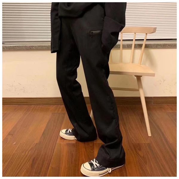 

men's pants 2021 autumn casual suit 3d cut black zipper micro trumpet high street trendy and women's trousers