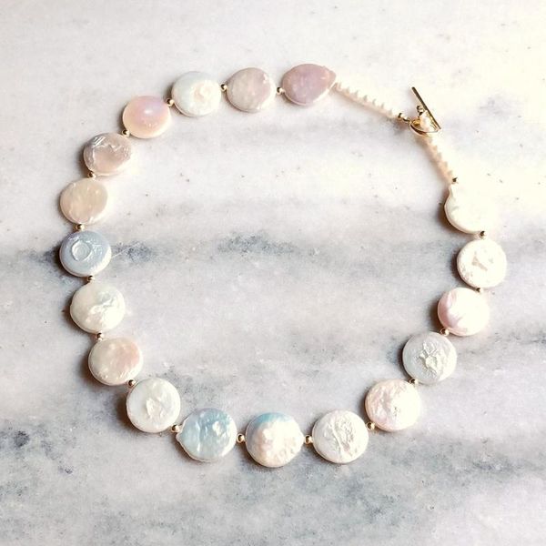 

lii ji пресной воды pearl монет жемчужное ожерелье цвета золота мода стиль choker ожерелье 45см для женщин девушки подарка ювелирных изделий, Golden;silver