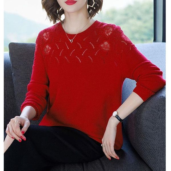 

hollow out knitted fall pullover casual thin women sweater long sleeve o neck ladies summer solid pull female, White;black