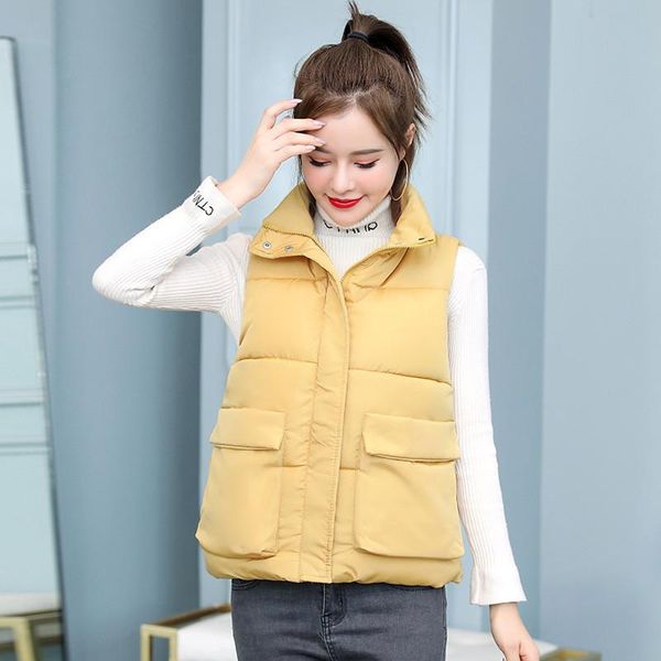 

Women Sleeveless Vest Winter Warm Plus Size Down Padded Jacket Female Veats Mandarin Collar Sleeveless Waistcoat 2021 #T1G, Black;white