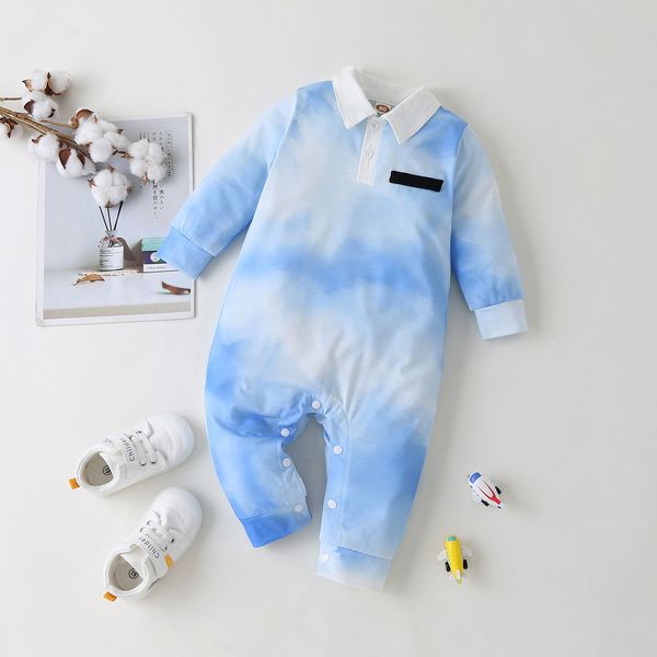 

baby clothing girls boys romper toddler newborn kids girl boy long sleeve tie dyeing romper clothes infant christmas outfit 1021, Blue
