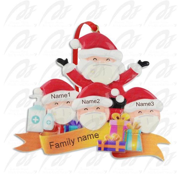 

2020 quarantine resin christmas tree pendent christmas ornament decoration gift family of ornament with mask hand sanitized gga3743-5