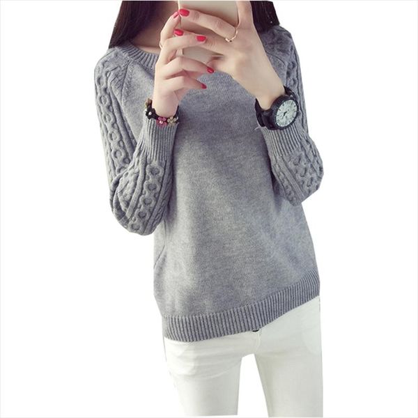 

2019 sweater women pullover twist pattern o neck solid color autumn winter korean womens sweaters and pullovers vestidos lxj433, White;black