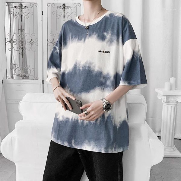 

tie dye striped tees shirts summer casual streetwear tshirts harajuku hip hop short sleeve fashion hipster t-shirt m-xxl1, White;black