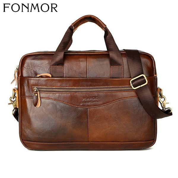 

fonmor men genuine leather handbags brand business briefcase large capacity male laptote shoulder bag messenger bags