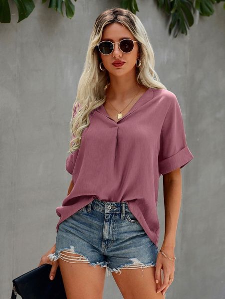 

batwing sleeve curved hem blouse q1fa#, White