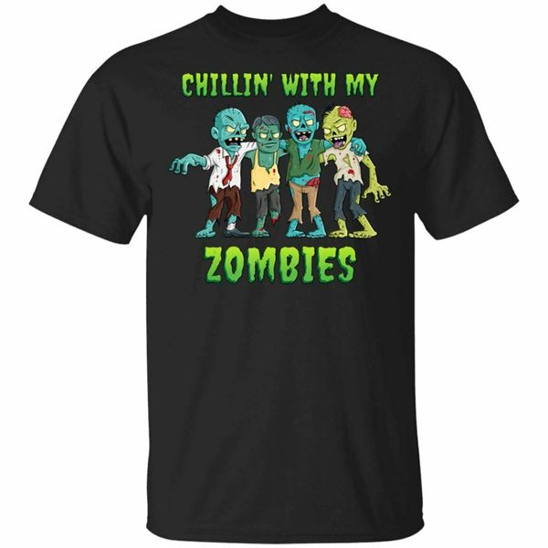 

chillin with my zombies halloween t-shirt size s-3xl homme plus size tee shirt sport hooded sweatshirt hoodie
