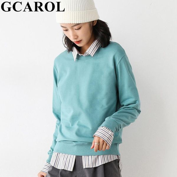 

gcarol women o neck candy long hooded oversized loose sport sweatshirt cotton blends high street autumn winter jersey 5 xl, Black