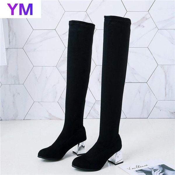 

2020 women long boots riding casual autumn winter back high loose boots botas mujer high small size 35 big size 43, Black