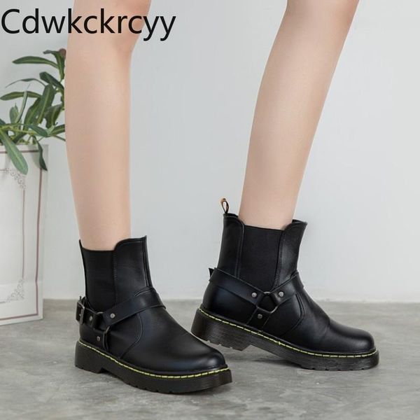 

boots winter the fashion round head thick bottom high heels black student casual handsome women