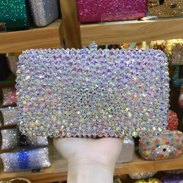 

xiyuan luxury women ab crystal silver evening bags clutch purse wedding party handbag rhinestone diamond ladies evening bag prom