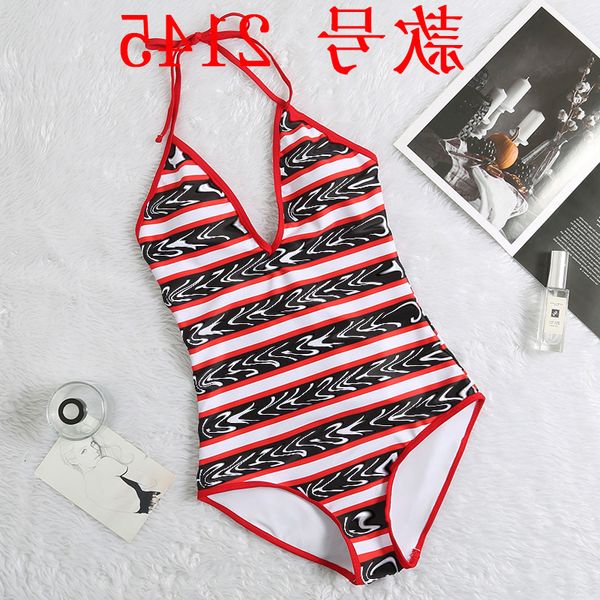 

letter deep v print one piece bikini swimsuit woman