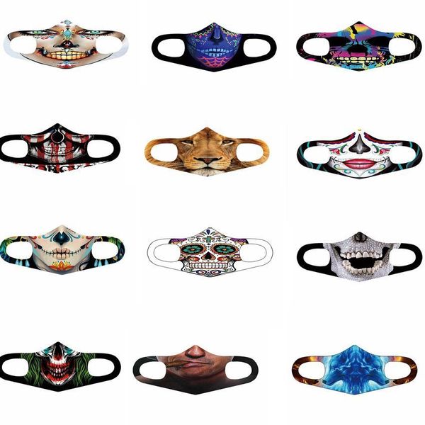 

classic cosplay printed mask smog mask ice ebku masks anti mouth 3d halloween cycling face sports silk cotton washable masks gga3736-6 riim