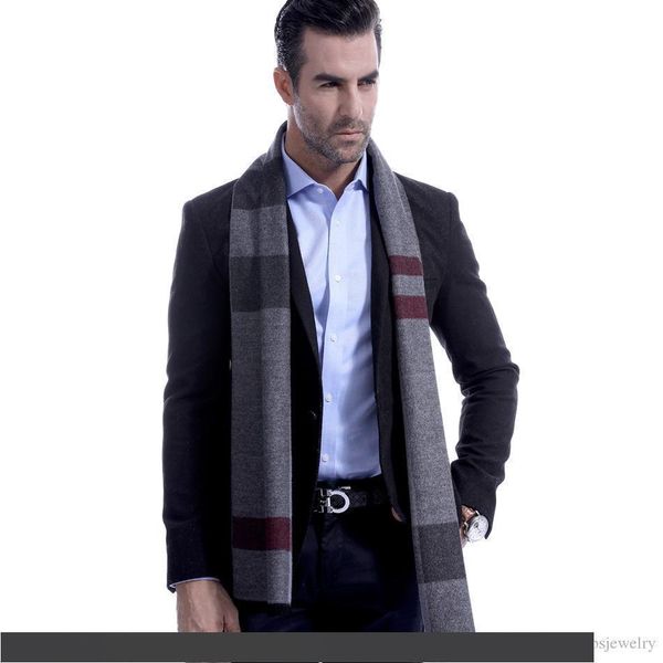 

new vintage mens striped plaid scarves cashmere black long scarves 30*180cm business gift winter casual warm wraps with quality, Blue;gray