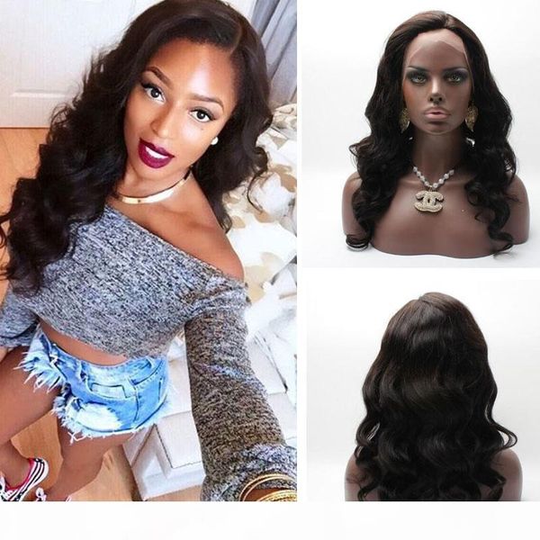

brazilian lace front wigs long hair wavy wig glueless full lace human hair wigs for black women, Black;brown
