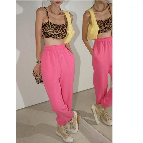 

warm women's sports pants cotton new korean style loose-fitting casual pants high waist all-match sports trousers ankle length1, Black;white