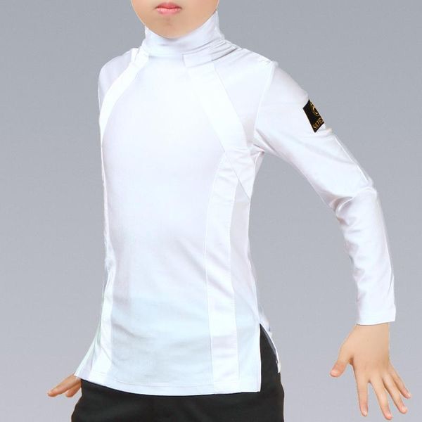 

stage wear latin dance long sleeve boys dancing shirts competition performance children samba salsa practice clothing, Black;red