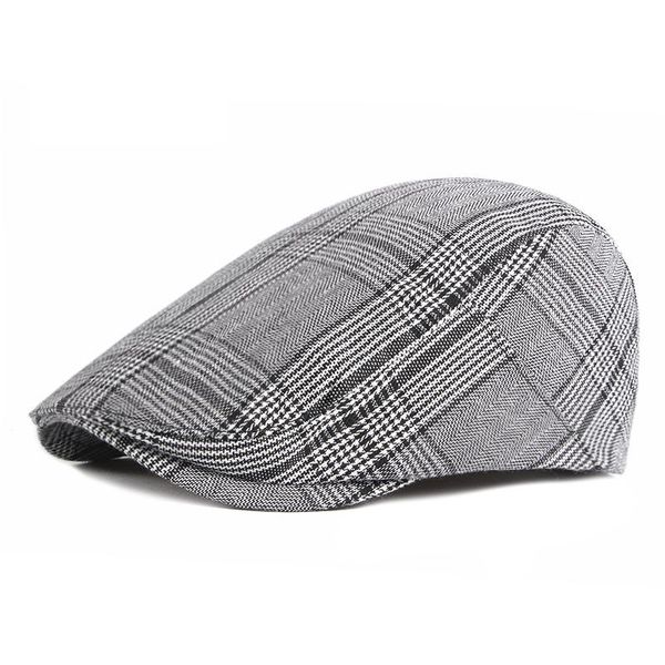 

new fashion men checks plaid cotton gatsby cap driving sun flat cabbie beret newsboy ivy hat 043, Blue;gray