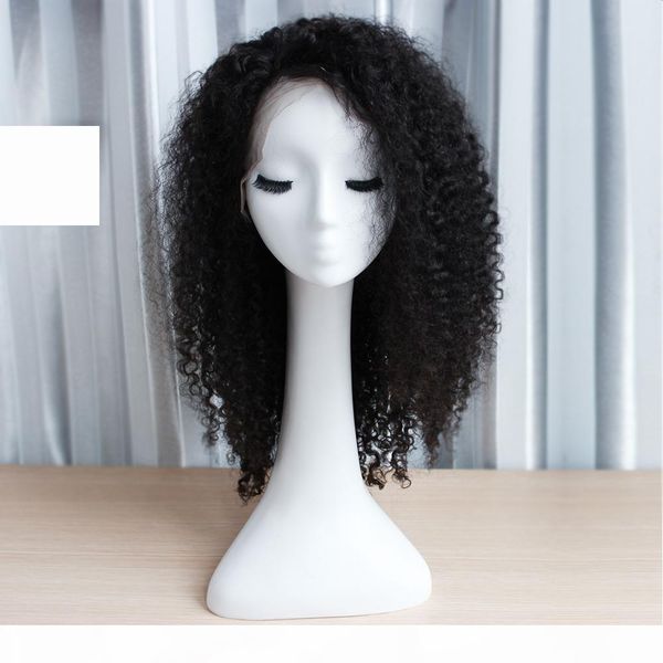 

glueless lace front virgin human hair wigs frontal lace wigs afro kinky curly style part middle part 10-30 inch african american wigs, Black;brown