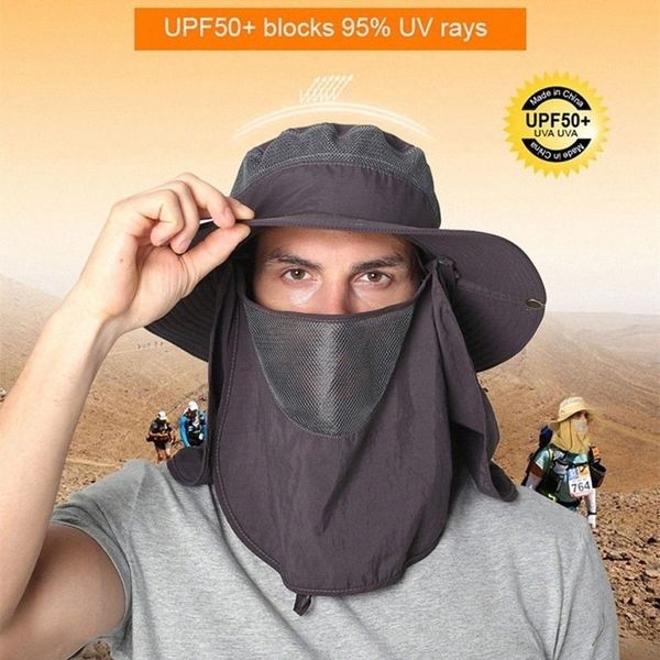 

summer sun hats removable mosquito waterproof with neck flap hiking outdoor bucket hat fishing cap 50pcs t1i1931 hgso#