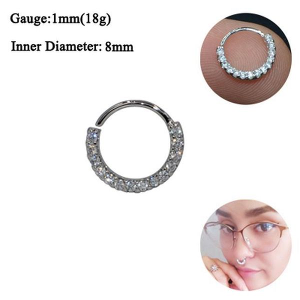 

1pc cz nose hoop nostril ring flower helix cartilage tragus earring cz cartilage huggie earring piercing body jewelry 18g q bbydul, Silver