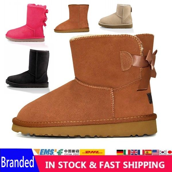 

brianded women winter warm ankle boots chestnuts with back bows fashion adults outdoor snowshoes casual shoes ing
