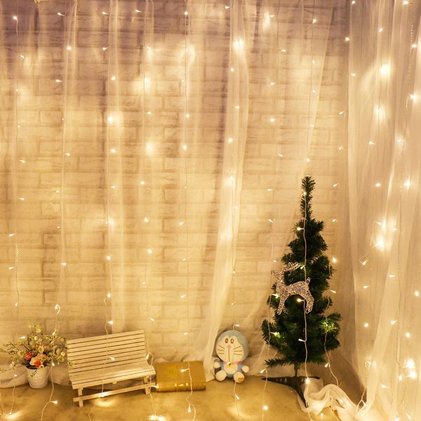 

6m x 3m 600 leds icicle led curtain lights garland christmas decorations for wedding living room patio party shop holiday lighting chain