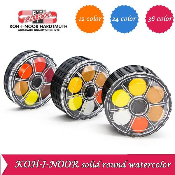 

koh-i-noor solid watercolor pigment portable wheel stack pack 12/24/36/48 colors water color artist/painting supplies