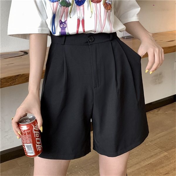 

hzirip women bottoms solid office lady korea chic shorts summer female straight short casual high waist fashion feminino y200512, White;black