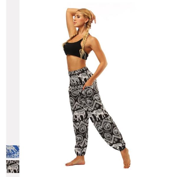 

bloomers yoga pants women fitness body fashion printing bohemia trousers belly dance wide-leg loose kg-36, White;red